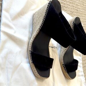 NWT Vince Black Wedge Espadrilles with Suede